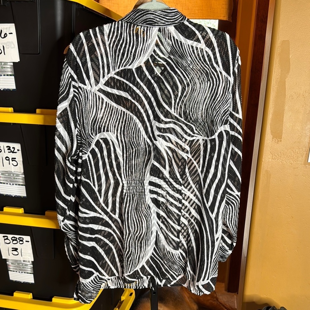 Allison Daley Zebra Print Textured Sheer Button Front Blouse Top 20W - Picture 8 of 9